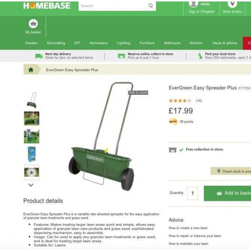 Lawn Spreader - Evergreen EasySpreader - used twice, perfect condition