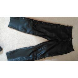 Two pairs ladies motorbike/trike leather jeans
