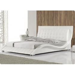 KING SIZE FAUX WHITE LEATHER BED