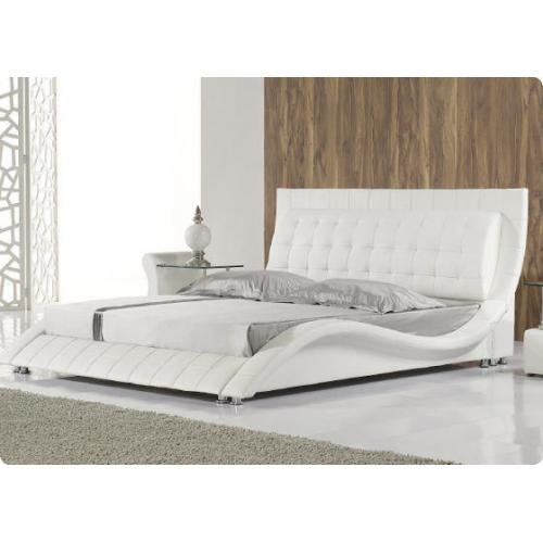 KING SIZE FAUX WHITE LEATHER BED
