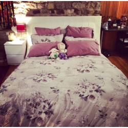KING SIZE FAUX WHITE LEATHER BED