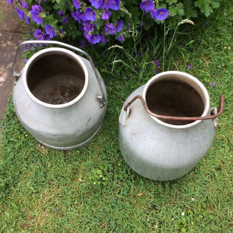 Vintage portable milk churns/ garden planters