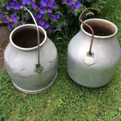 Vintage portable milk churns/ garden planters