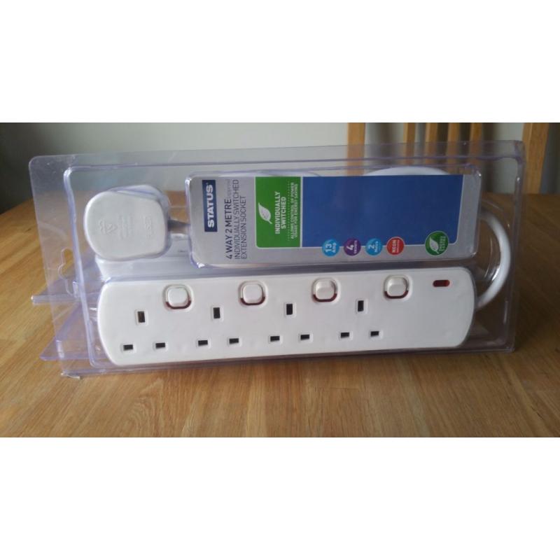 Status 4 socket extension lead 2 metre.