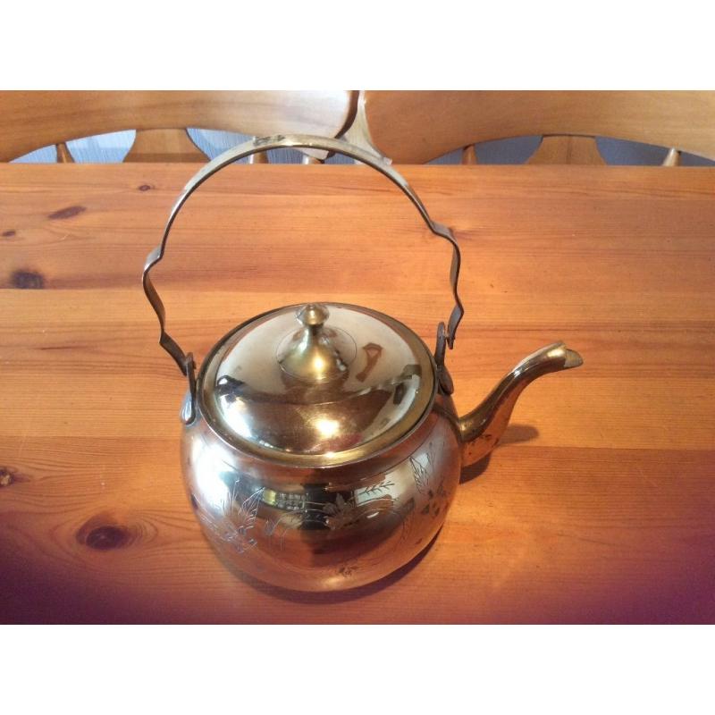 Antique solid brass kettle