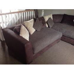 DFS brown fabric corner sofa