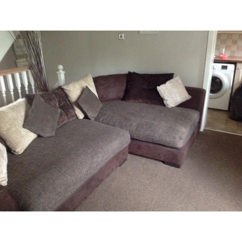 DFS brown fabric corner sofa