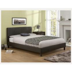 Manhattan brown leather bed frame