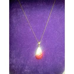 Swarovski Red Crystal Tear Drop Pendant on Gold plated Chain. Brand New