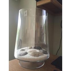 Large clear glass hurricane vase - 45 cm high