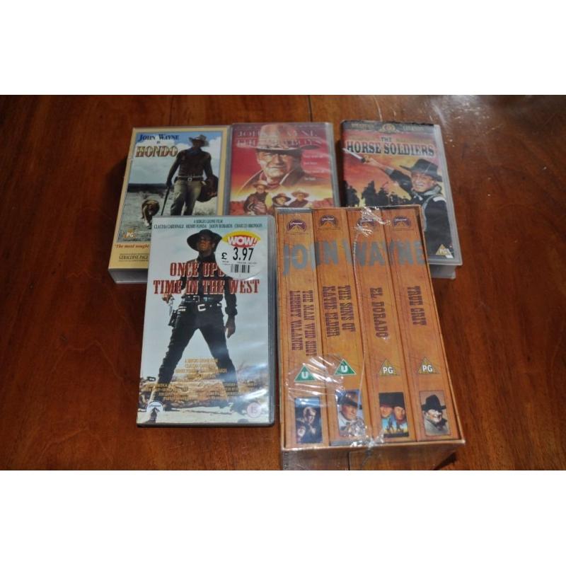 john wayne collection of DVD and VHS films