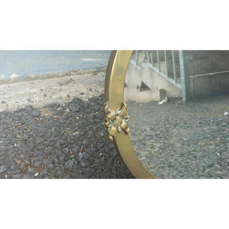 Antique solid brass mirror