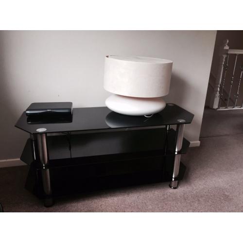 Black glass table X 2 - silver - tv stand - coffee table