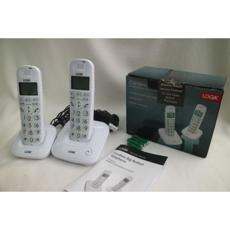 Logik Cordless Phone wityh big buttons and additional handset - New