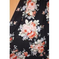 Ax Paris Black Vintage Floral Design Bandeau Full Maxi Dress size 12 Vgc