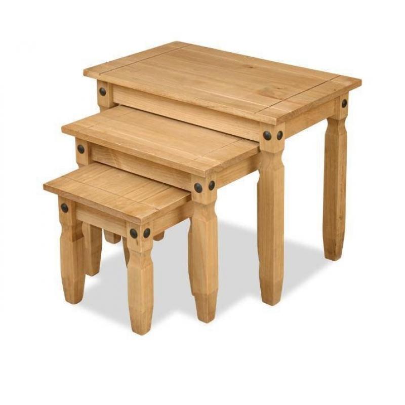 New Solid Corona Mexican Pine Nest of Tables. IN STOCK NOW