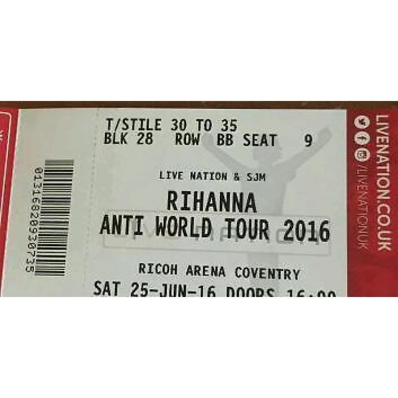 Rihanna tickets Coventry anti world tour cheap tickets!