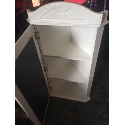 White corner bathroom wall cabinet with mirror