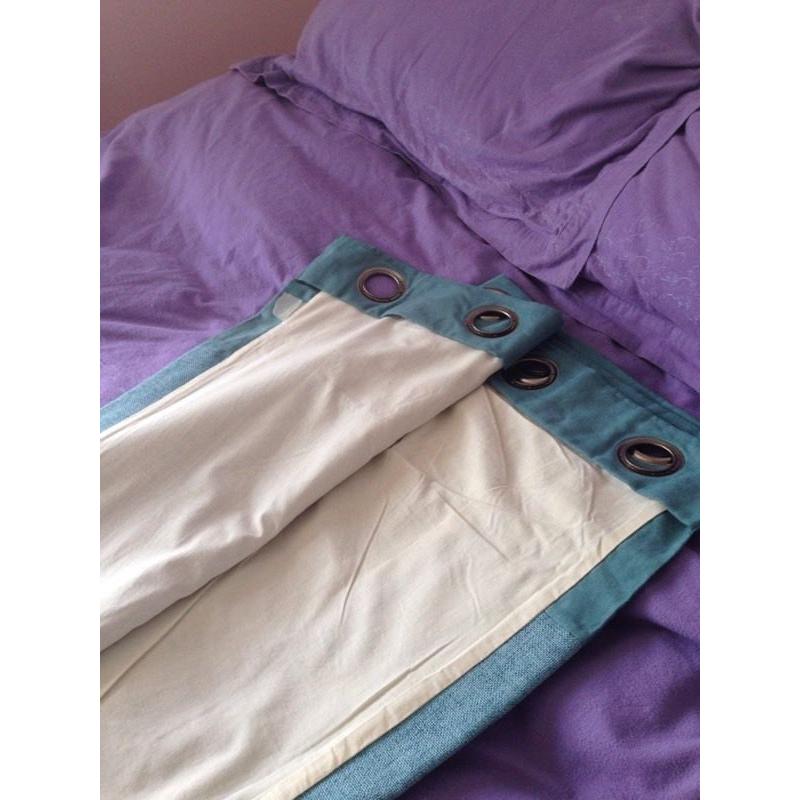Teal curtains