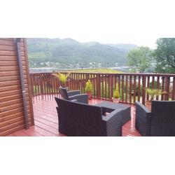 Two bedroom luxury lodge for sale on Drimsynie Estate, Lochgoilhead with annual fee paid.