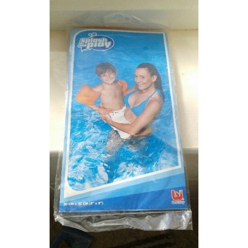 Job Lot 30 pairs swimming arm bands for ages 3 - 6. Also 2 inflatable rings for ages 10+