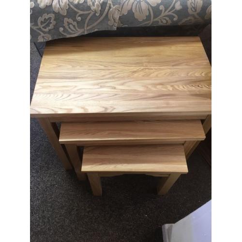 Solid oak nest of tables