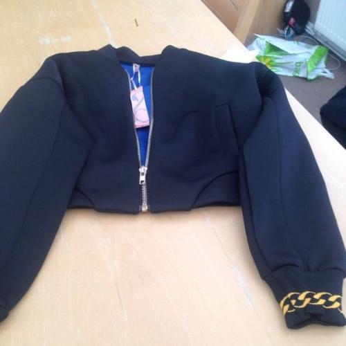 ladies black bomber jacket