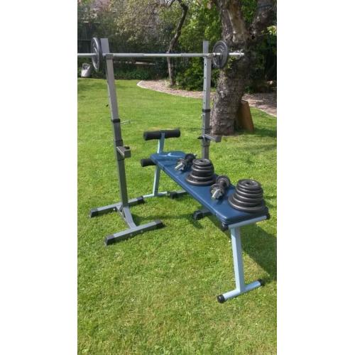 Weights, Bench and Rack for sale