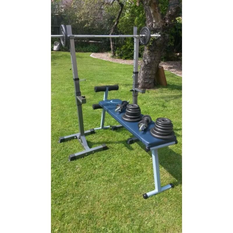 Weights, Bench and Rack for sale