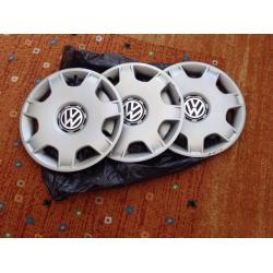 Three wheel trims fit vw 14 in polo fox golf used condition