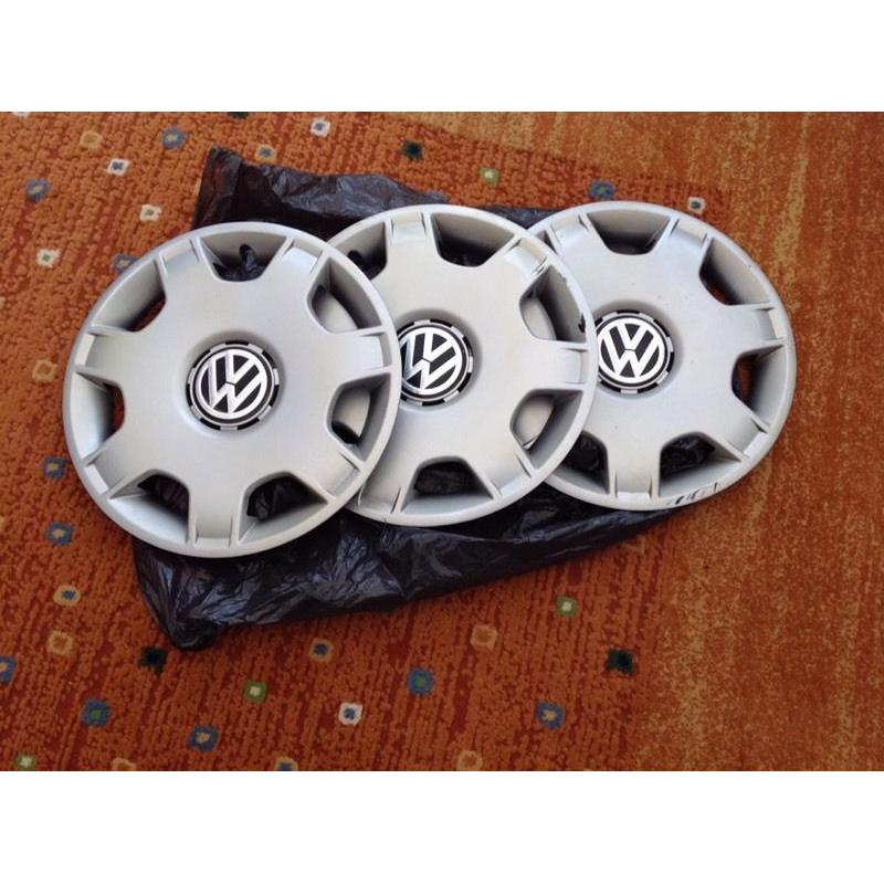 Three wheel trims fit vw 14 in polo fox golf used condition