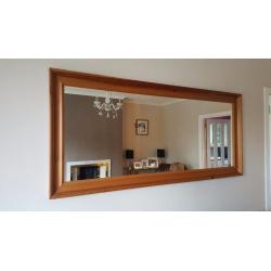 Large living room mirror with oak frame. 165cm x 75cm. Excellent condition