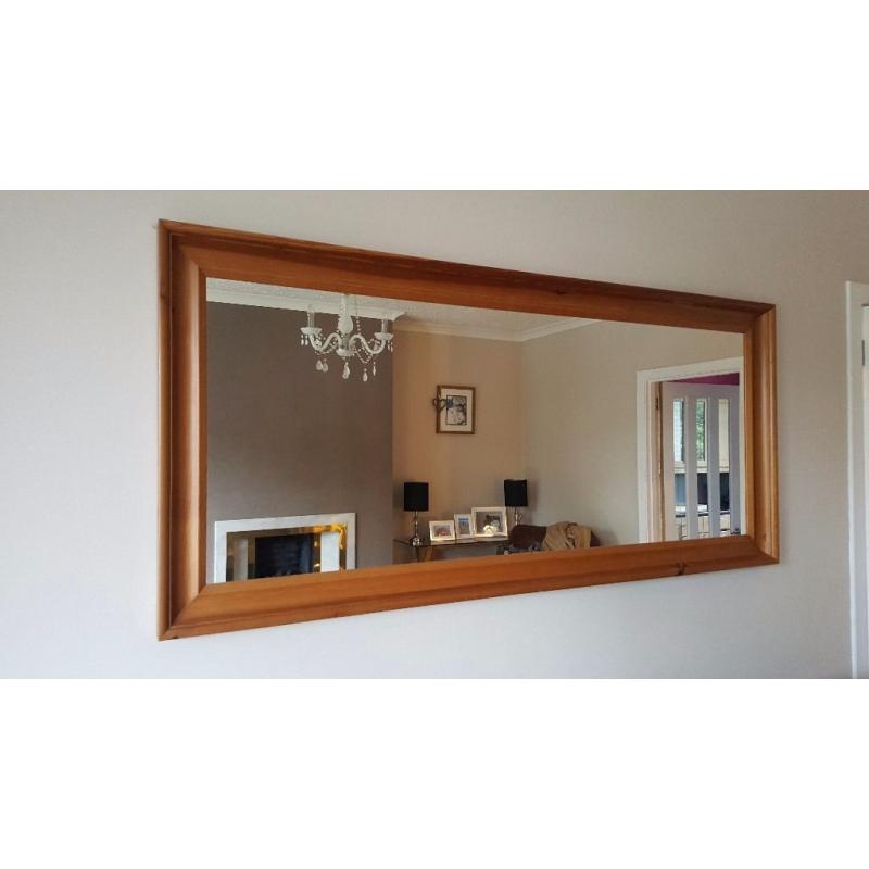 Large living room mirror with oak frame. 165cm x 75cm. Excellent condition