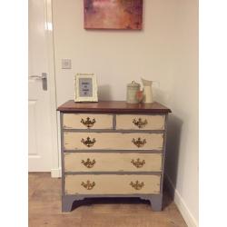 Elegant really solid fully refurbished vintage chest of drawers
