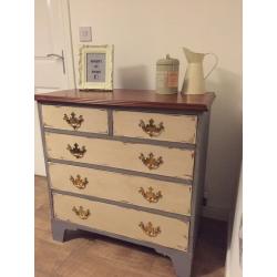 Elegant really solid fully refurbished vintage chest of drawers