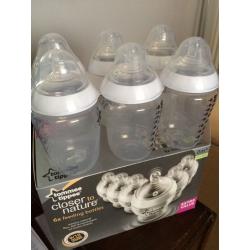 Tommee tippee large feeding bottles x6