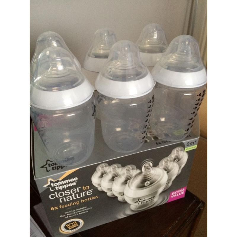 Tommee tippee large feeding bottles x6