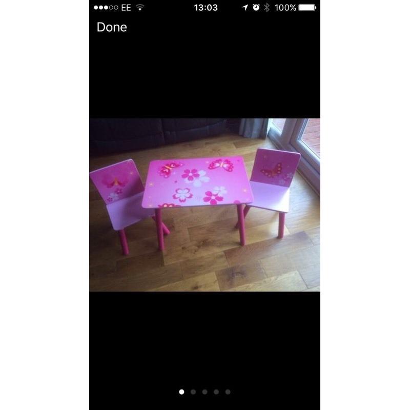 Pink table and chairs
