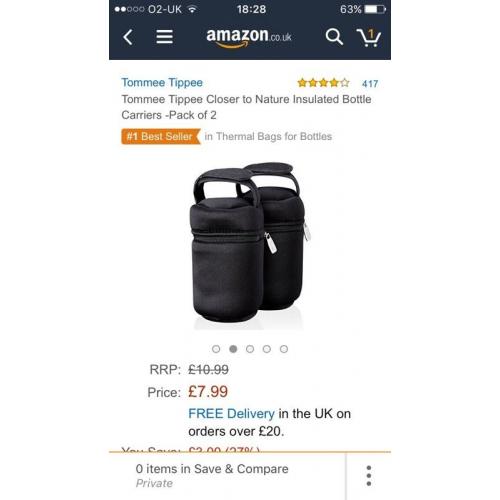 Tommee Tippee insulated bottle holders (x2)
