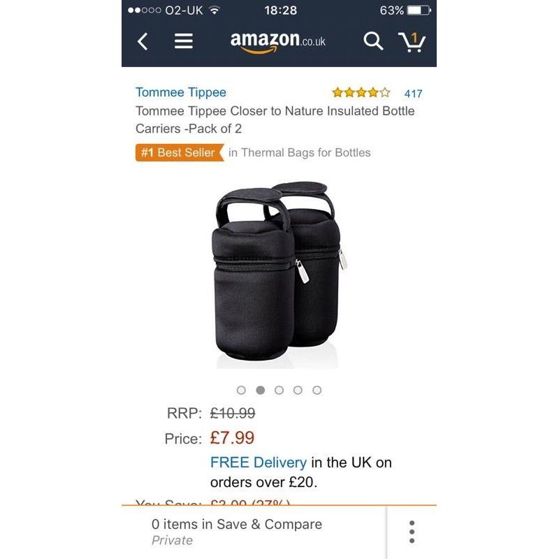 Tommee Tippee insulated bottle holders (x2)