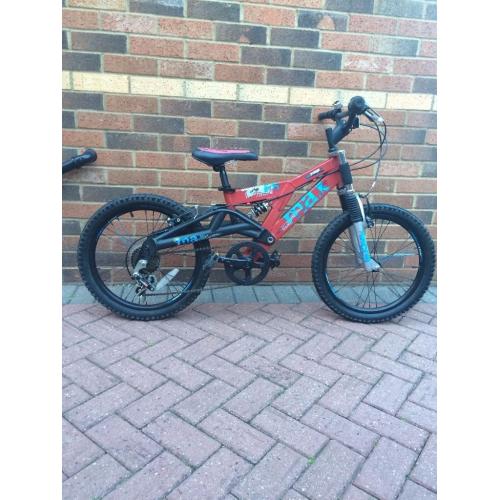 Raleigh Mega Max Boys Bike 20" Full Suspension Red and Black