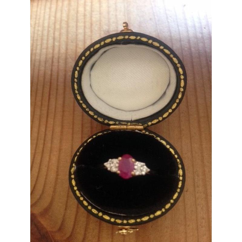 2 x 18ct Gold Rings with ruby and diamonds