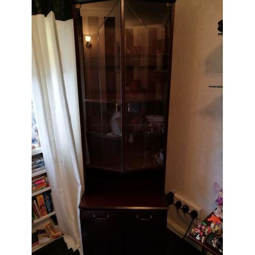 Mahogany display unit and tables
