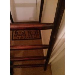 Large antique 9 rung Step Ladder - solid wood, sturdy ladder over 8 feet tall