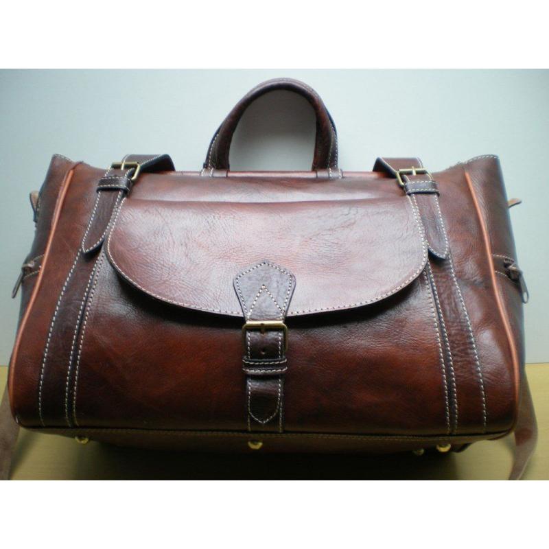 GENUINE LEATHER BAG TRAVEL BAG HOLDALL FLIGHT WEEKEND BAG