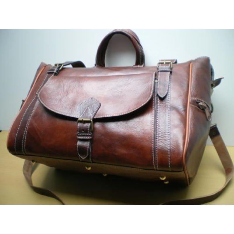 GENUINE LEATHER BAG TRAVEL BAG HOLDALL FLIGHT WEEKEND BAG