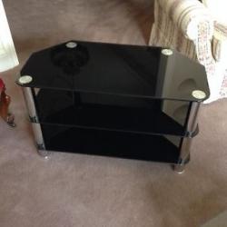 CHROME AND BLACK GLASS TV STAND