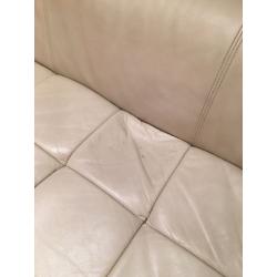 Cream corner sofa leather effect