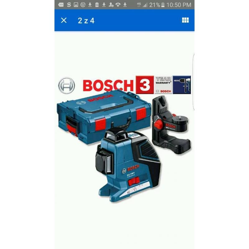 Bosch GLL3-80P Vertical and Horizontal Line Laser + BM 1 Wall Mount + L-Boxx