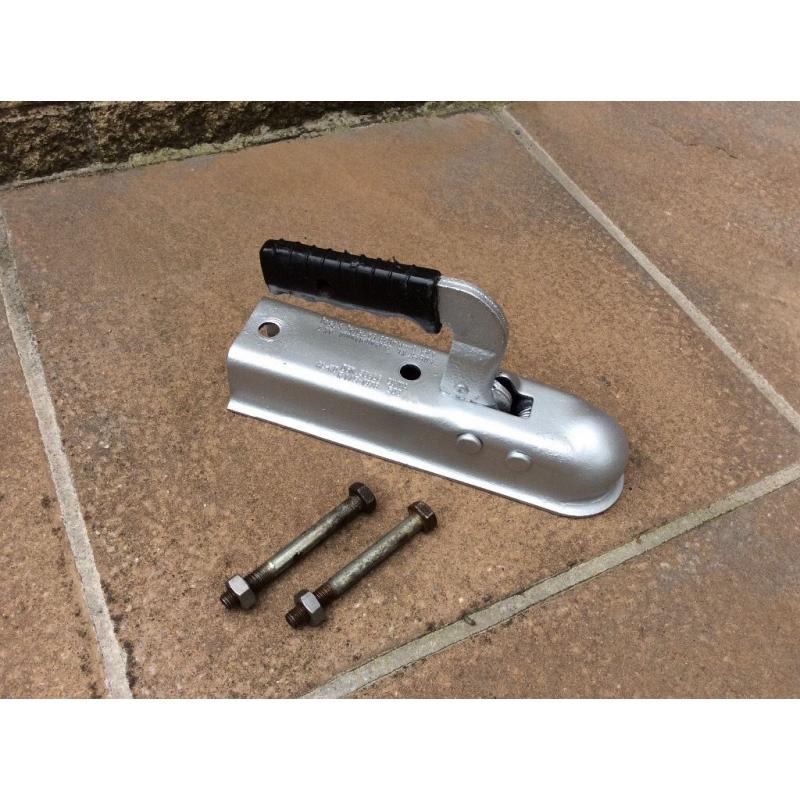 TRAILER HITCH COUPLING 50mm PRESSED STEEL WITH 2 SECURING NUTS & BOLTS.